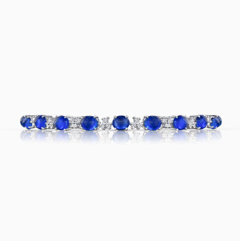 Blue Empress Sapphires and Diamonds White Gold Bangle